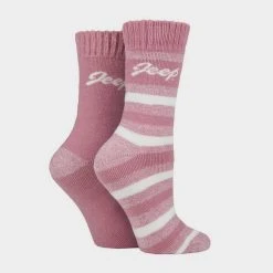 Jeep Ladies Thermal Stripey Socks - 2 Pack