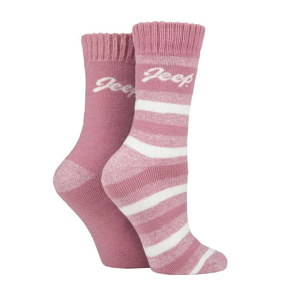 Jeep Ladies Thermal Stripey Socks - 2 Pack - Image 2