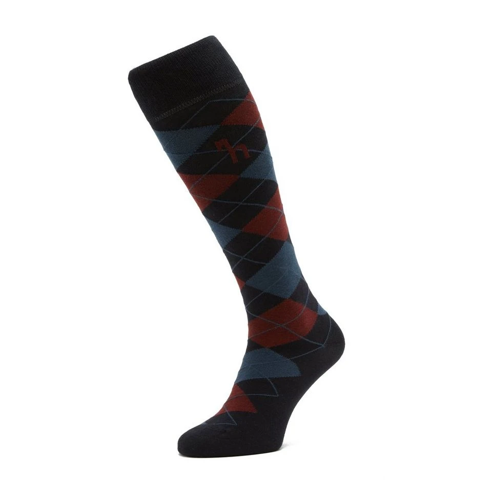 HORZE Womens Alana Check Riding Socks Dark Navy/Burgundy Red Mahogany - Image 6