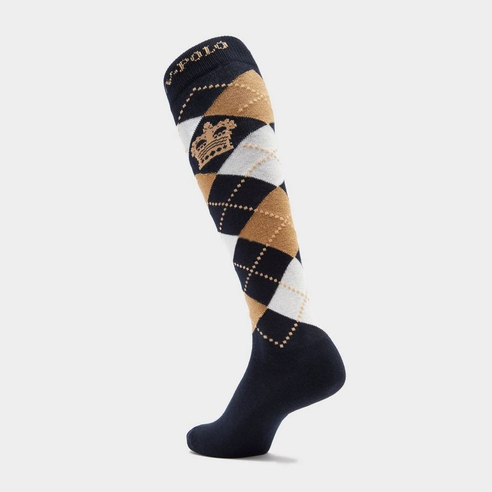 HV Polo Argyle Socks Navy/Sand/Gold - Image 2