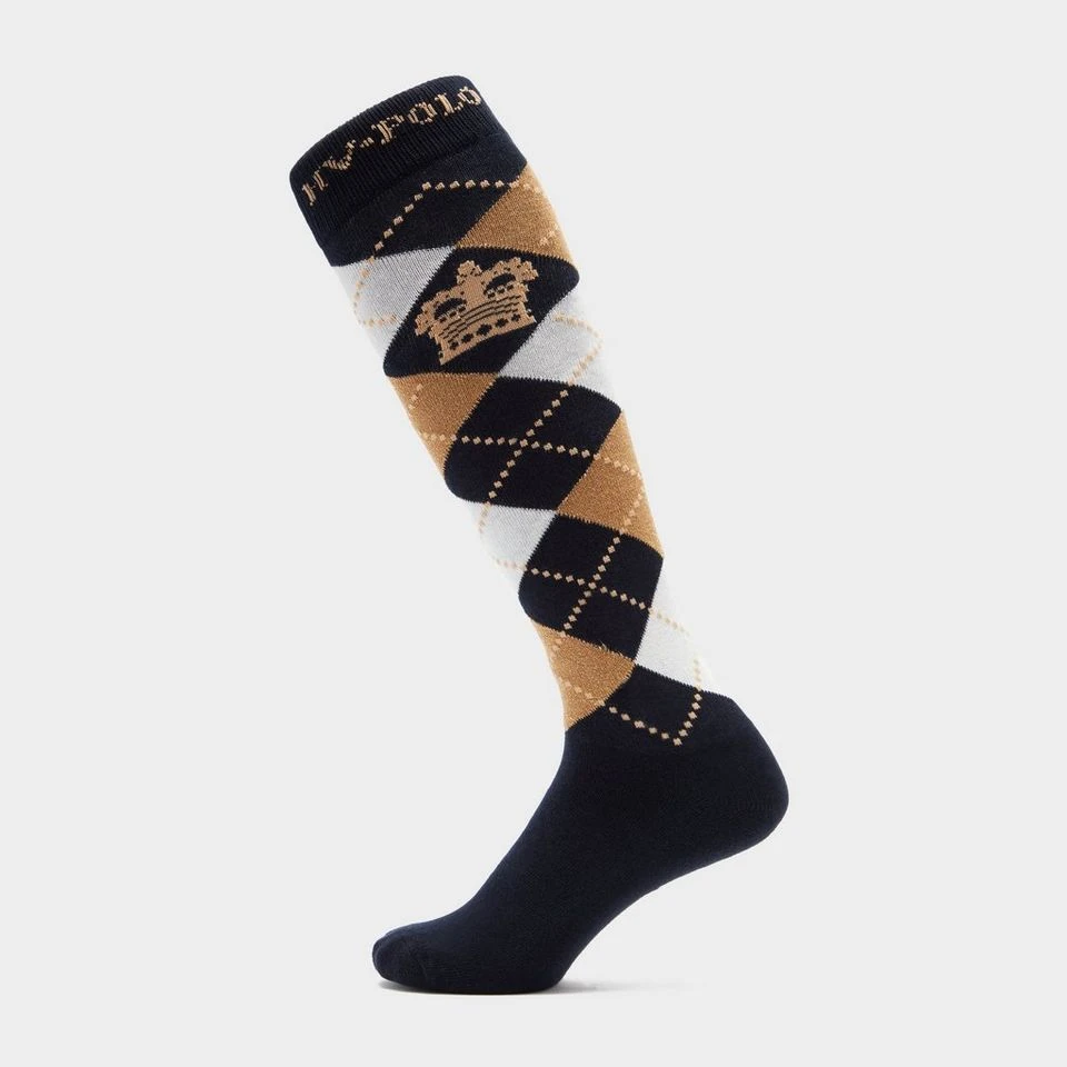 HV Polo Argyle Socks Navy/Sand/Gold - Image 3