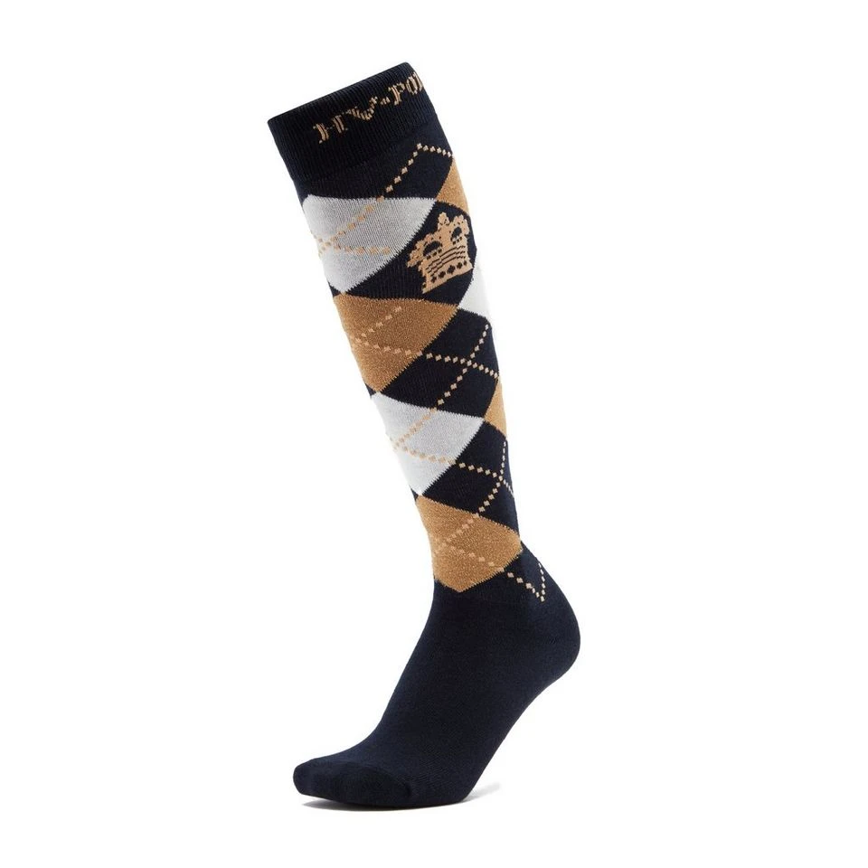 HV Polo Argyle Socks Navy/Sand/Gold - Image 6