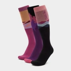 Dublin 3 Pack Socks Red Violet Sunset